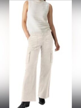 Sanctuary Reissue Baby Corduroy Wide Leg Cargo Pants in Cream